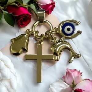 Set of 2 14k Gold Electroplated Lucky CharmsPendants